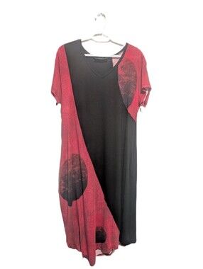 Alembika Ozai N Ku -M- Punch Dress Red & Black Planetary Bubble Dress Pockets